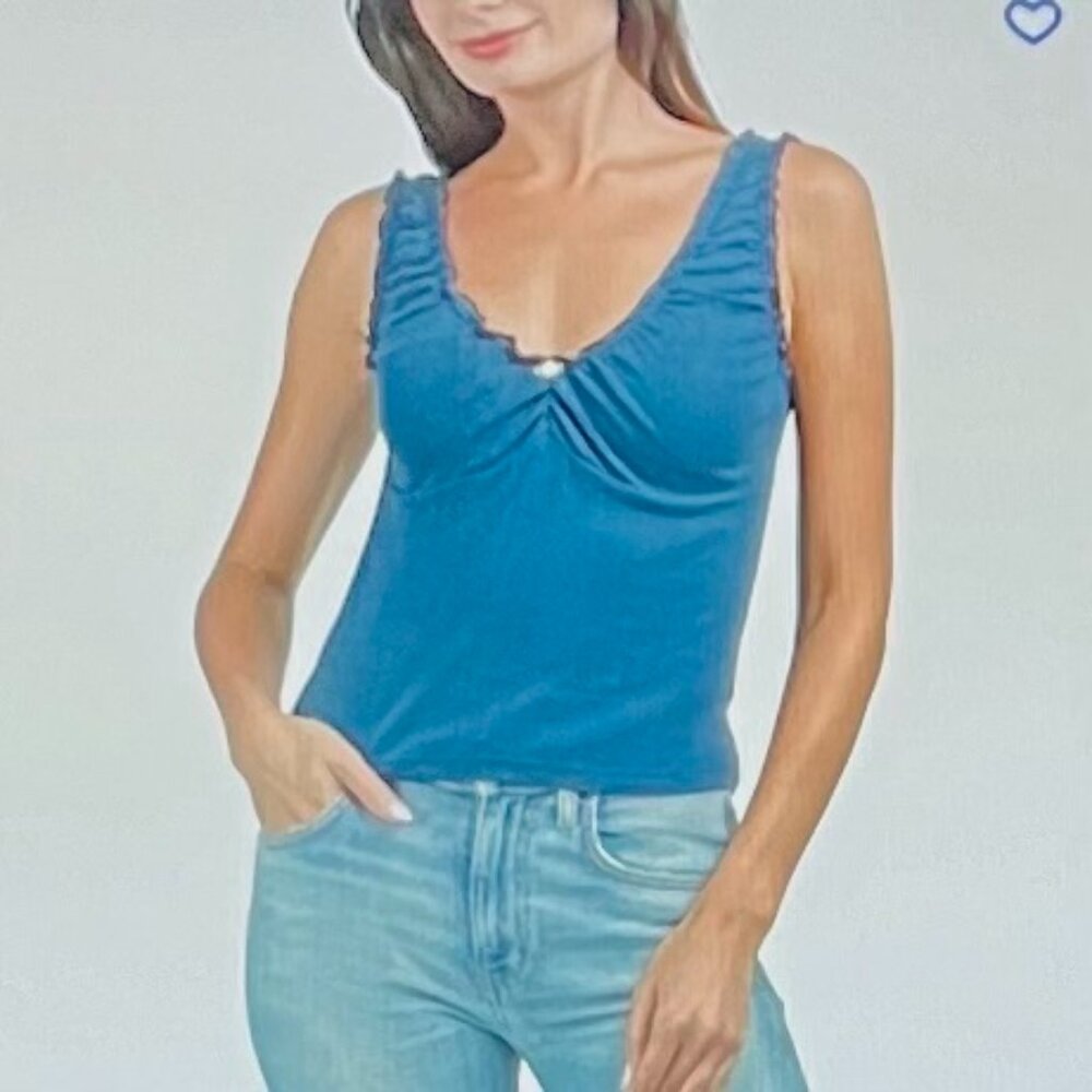 Free People Amelia Camisole/Tank Top in Navy Blue (M) New With Tag